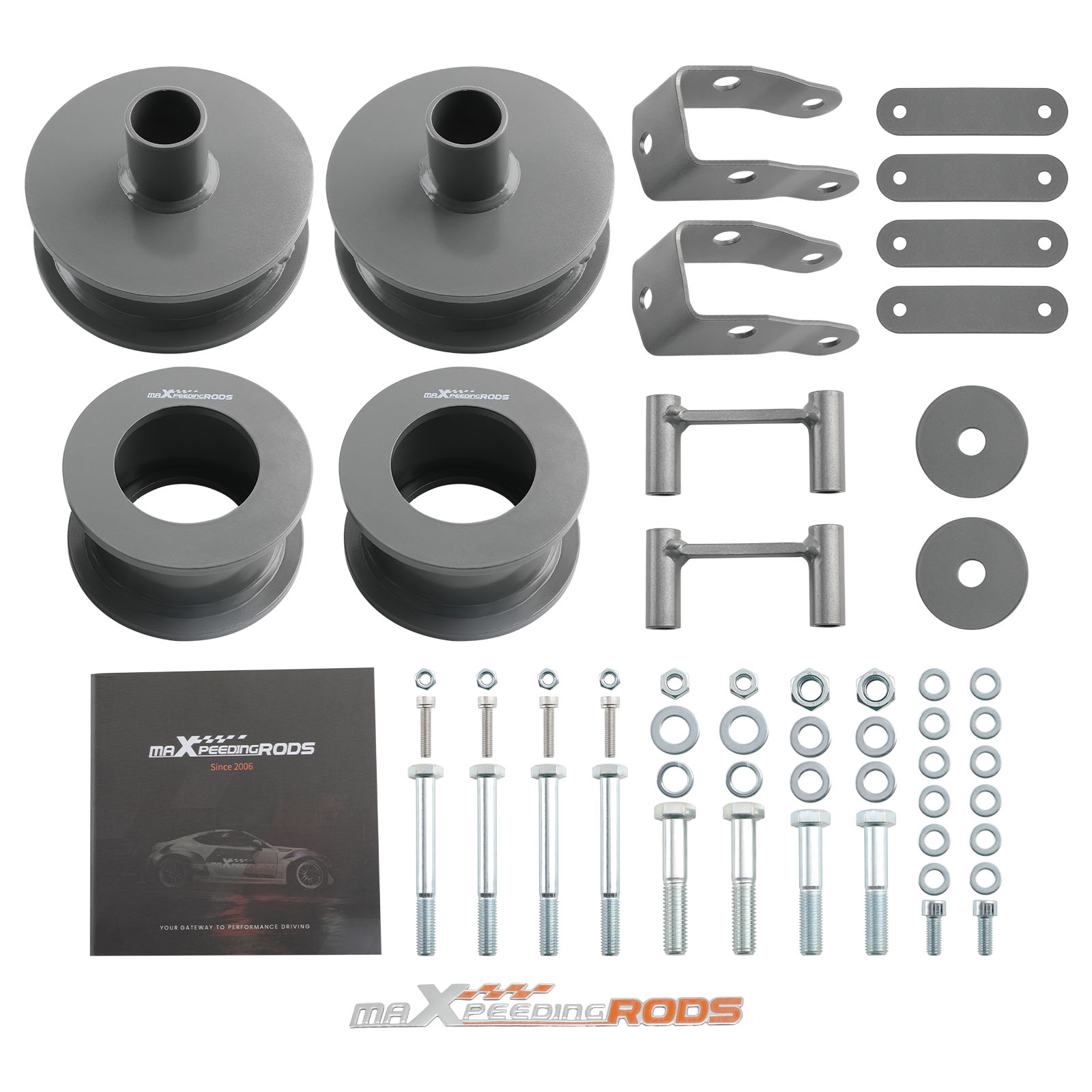 MAXSPEEDINGRODS 2.5 inch Front 2 inch Rear Level Lift Kit Shock Extenders For 2007-2018 compatible for Jeep Wrangler JK 4X4